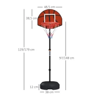 Regulowany stojak do koszykówki SPORTNOW z koszem, magnetyczna tarcza do darta 129-179 cm, zestaw do koszykówki dla dorosłych, stal(m-3)