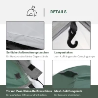 Outsunny tent voor 3-4 personen 190T kampeertent met haringen koepeltent glasfiber polyester 325 x 183 x 130 cm(m-5)