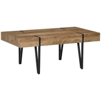 HOMCOM Stolik Kawowy Stolik Pomocniczy Stolik Kawowy z regulowanymi podporami Salonowy stolik do kawy w stylu przemysłowym MDF Metal Naturalne drewno 105 x 60 x 42 cm