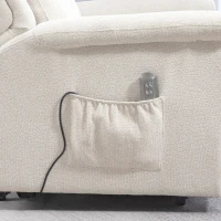 HOMCOM Fotel do telewizji z pomocą przy wstawaniu, elektryczny relax z funkcją leżenia, TV fotel z systemem sprężynowym, pilotem i kieszenią boczną, do salonu, jasnoszary(m-9)