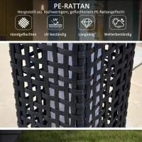 Outsunny Lampa solarna, lampa ogrodowa z rattanu, wodoodporna lampa ścieżkowa z czujnikiem światła, automatyczna lampa ogrodowa LED, lampa zewnętrzna na balkon, stal, czarny, 15,5 x 15,5 x 46 cm(m-4)