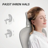 HOMCOM Ergonomiczny fotel biurowy z siateczkowym oparciem, regulowany, komputerowy, z podnoszonymi podłokietnikami, 5 kółek, funkcja przechylania, plastik, szary(m-6)