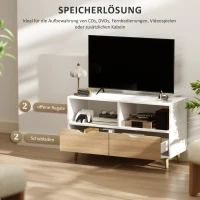 HOMCOM tv-meubel tv-dressoirelement met schuiflades en open planken hout wit + naturel 99 x 39 x 58 cm(m-4)