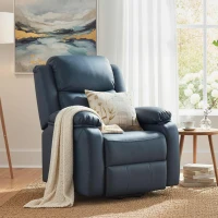 HOMCOM Poltrona Relax Levanta Pessoas com Controle Remoto Reclinação Elétrica de 160° Apoio para os Pés 76x90x105 cm Azul Escuro(m-9)