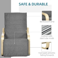 HOMCOM Fotel do salonu Fotel wypoczynkowy z podłokietnikami z drewna brzozowego, regulowany w 5 kierunkach, fotel do czytania o wyglądzie lnu, tapicerowany fotel do sypialni, szary(m-6)
