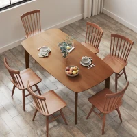 HOMCOM 150 cm Rectangular Dining Table, Rustic Kitchen Table with Solid Wood Frame and Large Tabletop for Dining Room, Living Room, Home Office, Light Brown(m-8)