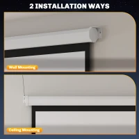 HOMCOM Ekran projekcyjny 171 x 128 cm 84 cale 4:3 HD 4K Ekran zwijany z tworzywa sztucznego i metalu do kina domowego(m-7)