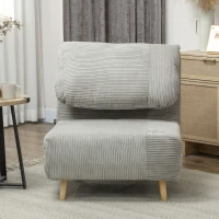 HOMCOM 2 w 1 Sofa do spania Fotel do spania Regulowana poduszka Kordonk, do sypialni, salonu Jasnoszary 82 x 87 x 89 cm(m-7)