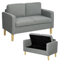 Sofa 2-osobowe z podłokietnikami, szare, z miejscem na rzeczy(m-11)