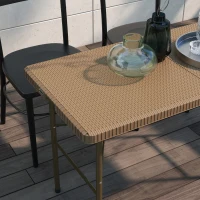 Outsunny Campingtisch Klapptisch mit Rattanoptik, Buffettisch für 4 Personen, Gartentisch für Balkon, Terrasse, bis 50 kg belastbar, HDPE, Braun, 122 x 60 x 73 cm(m-8)