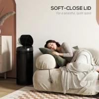 HOMCOM Kosz na śmieci z czujnikiem 50L ze stali nierdzewnej, automatyczny, cichy z pokrywą Soft-Close, czujnik ruchu, odporny na odciski palców, do biura, sypialni, kuchni, srebrny(m-7)