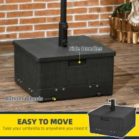 Outsunny Stojak na parasol 3 w 1, stolik boczny z uchwytem, kółkami, doniczką, do wypełnienia piaskiem do 80 kg, na pręty parasolowe Ø38/48 mm, czarny(m-7)