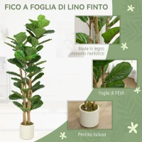 HOMCOM Pianta di Fico Artificiale Verde in PEVA e Legno con Vaso Contenitore in PP e Cemento, 50x50x150 cm(m-4)
