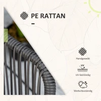Outsunny 3-częściowy zestaw mebli ogrodowych Rattan Sitzgruppe, zestaw ogrodowy z 2 krzesłami ogrodowymi, stolik kawowy z blatem hartowanym szkłem, poduszki, na balkon, taras, stal, ciemnoszary(m-6)