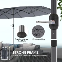 Podwójny parasol ogrodowy 436x260 cm, UV, stal, ciemnoszary(m-5)