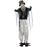 HOMCOM Dekoracja Halloween 100 cm Szkielet Pana Młodego z Horrorowymi Dźwiękami, Świecącymi Oczami, Deko Ogrodowa z Efektami Specjalnymi, Ruchoma Ręka dla Wnętrz, Na Zewnątrz(m-10)