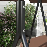 Outsunny Huśtawka ogrodowa 3-osobowa z regulowanym dachem, odporna na wodę, do 200 kg, ogrodowa, na balkon, z siatki, brązowa(m-9)