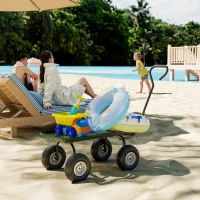 Outsunny Carrito de Jardín con Manija Acolchada y 4 Ruedas Grandes Estructura de Acero Carga 150 kg 94x48,5x100 cm Verde y Negro(m-8)