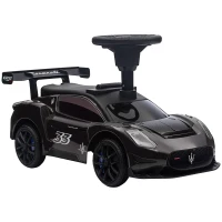 AIYAPLAY Ride on Sliding Car, Baby Push Car Licensed Maserati GT2 with Under Seat Storage, Music, Horn, Foot to Floor Toddler Car for 18-60 Months, Black(m-1)