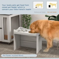 PawHut Podniesiona miska dla psa, regulowany stojak na pokarm, stacja żywieniowa z 2L misą stalową, stojak na pokarm, uchwyt, bar dla psów wszystkich rozmiarów, Biały(m-6)