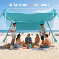Outsunny Beach Tent Event Shelter with Detachable Sidewall and Carry Bag, for Camping, Trips, Fishing, Picnics, Sky Blue(m-6)