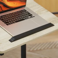 HOMCOM C-Shaped Sofa Side Table, Height Adjustable Overbed Table with Tilting Desktop, Mobile Laptop Desk for Living Room Bedroom, Oak and Black(m-9)