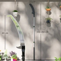 Outsunny Teleskopowa Piła do Gałęzi 1,5–2,6m, Sekator z Mechanizmem Blokującym, Teleskopowy Uchwyt, Ostrze Antyadhezyjne, Lekka Sekator do Świeżych Gałęzi i Gałązek(m-3)