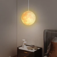 Lampa wisząca 3D Księżyc, sterowanie APP, muzyka, kremowa(m-8)