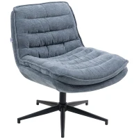 HOMCOM Criss Cross Office Chair, Armless Computer Desk Chair No Wheels with Wide Seat, Double-Tier Padding, Adjustable Height, Fabric Upholstery, for Home, Charcoal Grey(m-10)