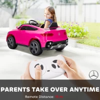 AIYAPLAY Elektryczny samochód dla dzieci 12V z pilotem 2,4 GHz, 2 silniki, 3 prędkości, pojazd dla dzieci z miękkim startem, odtwarzacz MP3, port USB, światła LED, klakson, dla dzieci 3-6 lat, Różowy(m-5)
