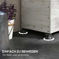 Outsunny Podwyższane grządki z drewna, szklarnia z szufladą, skrzynia ziołowa na kółkach, donica, skrzynka na kwiaty z materiałem włóknistym do ogrodu, balkonu, 110 x 50 x 95 cm, biały(m-6)