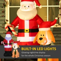 Outsunny 157 cm Dmuchany Święty Mikołaj z psem Samonadmuchujące diody LED Wodoszczelna dekoracja bożonarodzeniowa na zewnątrz i wewnątrz pomieszczeń(m-4)