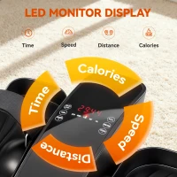SPORTNOW Mini Orbitrek Domowy Podbiurkowy Elektryczny z Pilotem LED Wyświetlacz 12 Prędkości Antypoślizgowy Cichy Przenośny Trener Nóg dla Seniorów i Dorosłych(m-6)