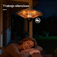 Outsunny Calefactor Exterior de Techo 1010/2210W Estufa de Infrarrojos con Mando a Distancia Ø58,5x33 cm 12,6 m² Plata(m-8)