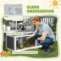 Drewniany domek dla żółwi, z 2 głównymi domkami, Szary(m-5)