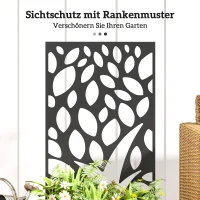 Outsunny metalen hoogbed met klimrek, wandmontage of vrijstaand, plantenbak met privacypaneel(m-6)