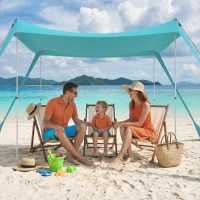 Outsunny Sonnensegel, wasserdicht, anpassbar, leicht, faltbar, Stahlstützen, 3x3x2m, Himmelblau(m-9)