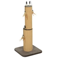 PawHut 2 in 1 Cat Scratching Post, 78cm Tall Cat Scratch Post with 3 Toy Feathers, Cat Scratcher Post for Indoor Cats and Kittens, Brown(m-1)