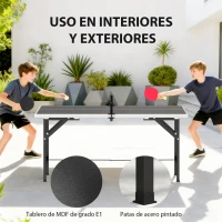 SPORTNOW Mini Mesa de Ping-Pong Plegable con Red 2 Raquetas y 3 Pelotas para Interior y Exterior 152x76x70 cm Negro(m-6)