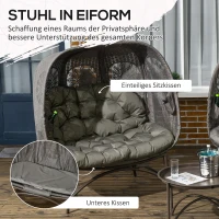 Outsunny 3szt. zestaw foteli ogrodowych, fotel wiklinowy z składanym siedziskiem, stolik kawowy, poduszki, fotel wypoczynkowy do tarasu, balkonu, stali, piasek(m-5)