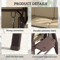 Outsunny Three-Seater Garden Swing Chair - Brown(m-5)
