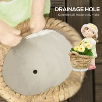 Outsunny Figurka ogrodowa "Dziewczynka z donicą na kwiaty", Odporna na warunki atmosferyczne pomnik ogrodowy, ozdoba doniczki, dekoracja ogrodowa, rzeźba do dekoracji wnętrz, ogrodu, podwórka(m-6)