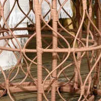 Outsunny Stolik pomocniczy rattanowy 2 sztuki, stolik kawowy z blatem szklanym, stolik sztablowy, styl boho, ręcznie pleciony stolik do ogrodu, balkonu, ze stali, khaki(m-9)