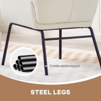 HOMCOM Fotel z uszami do salonu z wysokim oparciem, stalowe nogi, fotel tapicerowany lnianym wykończeniem, fotel do czytania do sypialni, kremowy biały(m-5)