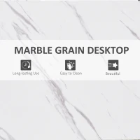 Stół barowy HOMCOM z wykończeniem marmurowym, stół kuchenny z regulowanymi stopkami do salonu, jadalni, stal 120 x 40 x 100 cm, biały+czarny(m-7)