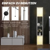 HOMCOM Lampa podłogowa z półką, lampa stołowa z dwoma źródłami światła, 40 W lampa podłogowa z gniazdem E27, 2 półki, wyłącz. Żarówki, do salonu, sypialni, czarny(m-6)