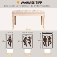 HOMCOM End of Bed Bench, French Vintage Linen Upholstered Bench with Button Tufted, Thick Padding and Wood Legs, Bedroom Bench for Hallway, Living Room, Beige(m-7)