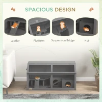 PawHut Klatka dla chomika, klatka dla małych zwierząt z wiszącym mostkiem, drabinkami, chatką, górnymi drzwiami, klatka dla gryzoni dla chomików, chomików karłowatych, 85x45x44 cm, ciemnoszara(m-4)