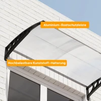 Daszek Outsunny do drzwi wejściowych, zadaszenie 90 x 150 cm, dach z poliwęglanu, półkolisty daszek z ochroną UV, ochrona przed słońcem i deszczem na zewnątrz, Biały(m-8)