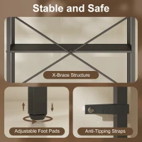 Regał na książki HOMCOM, 5-piętrowy, industrialny regał biurowy z metalową ramą, otwarty regał magazynowy do salonu, biura, pokoju pracy, 60x30x170,5 cm, Czarny(m-5)